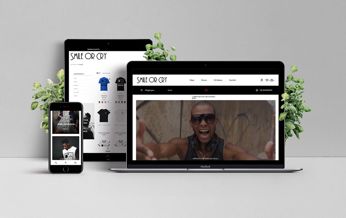 Screenshot del progetto ecommerce Smile or Cry