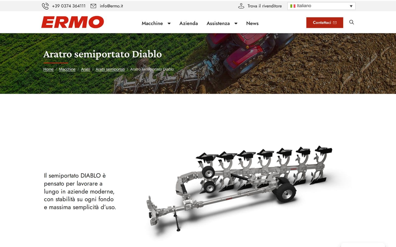 Scheda prodotto ERMO dell'aratro semiportato Diablo