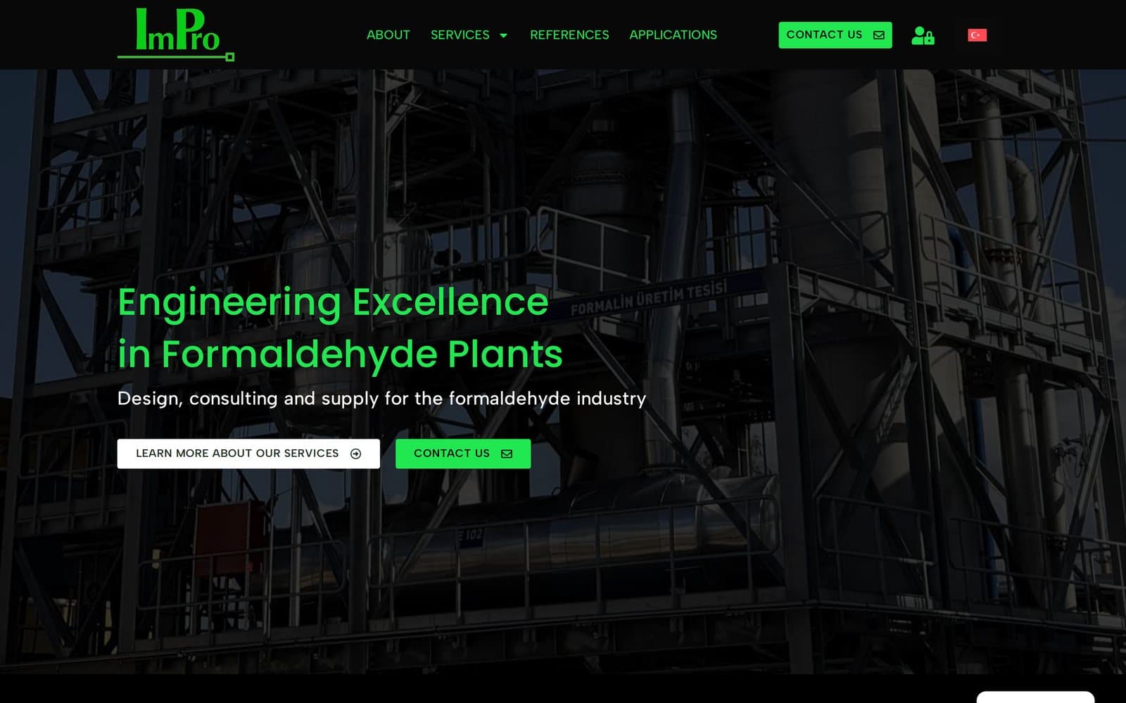 Home page del sito ImPro dedicato agli impianti di formaldeide