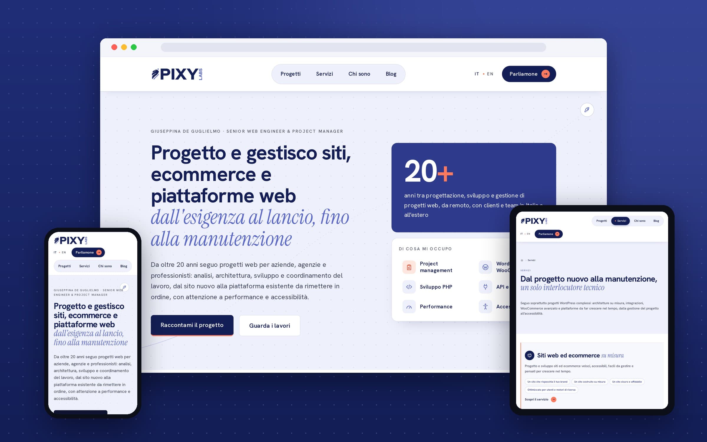 Il nuovo sito Pixy Labs su desktop, tablet e smartphone